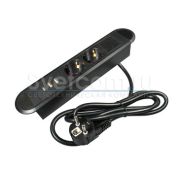 Блок розеток OPTIMA со скруглен.рамкой,черный,2хEU, 250В 10А, 2хUSB A+USB C 5В,3А,с нажим.выключ.