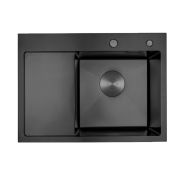 Мойка 650х480х210 (3,0мм) Нано Черный,  Правая AVIVA (коландер+сифон+дозатор)