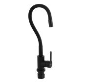 Смеситель кухонный 9318 MAGNUS ЧЕРНЫЙ/ЧЕРНЫЙ (цвет корпуса), гибкий излив, из нерж.стали марки 304